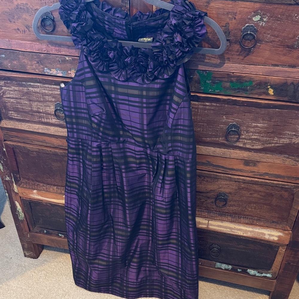 Taylor Purple and Black Plaid Dress